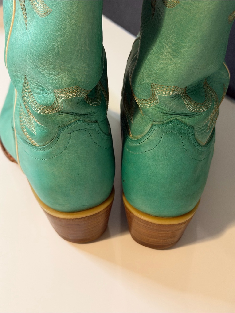 Tecovas The Annie Turquoise Western Leather Heeled Boots - Picture 8 of 15